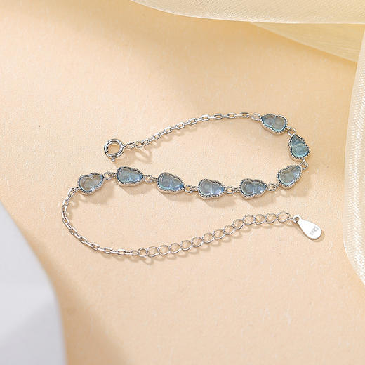 【葫芦醉舞】S925纯银葫芦福禄齿纹海蓝宝手链【CW-SL11842】 商品图1