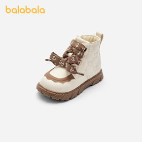 巴拉巴拉童鞋儿童靴子马丁靴女童文艺小皮靴秋冬短靴潮流爱心撞色