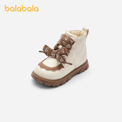 巴拉巴拉童鞋儿童靴子马丁靴女童文艺小皮靴秋冬短靴潮流爱心撞色 商品图0