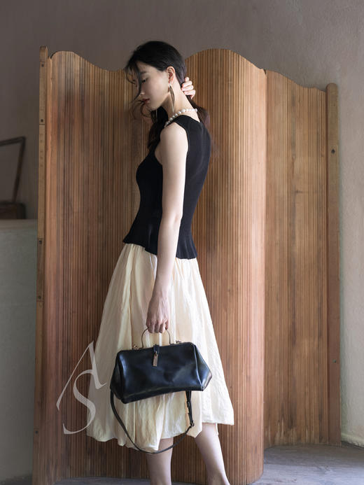 Phaedo 25AW 墨色/米金色/旧银灰野蚕丝垂褶半裙 商品图11