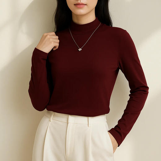 【39.9两件丨半高领面膜打底衫】德绒自发热黑科技！保暖升级，软糯亲肤，顺滑细腻！上身透气舒适，四面弹力不紧绷！单穿打底都百搭！ 商品图0