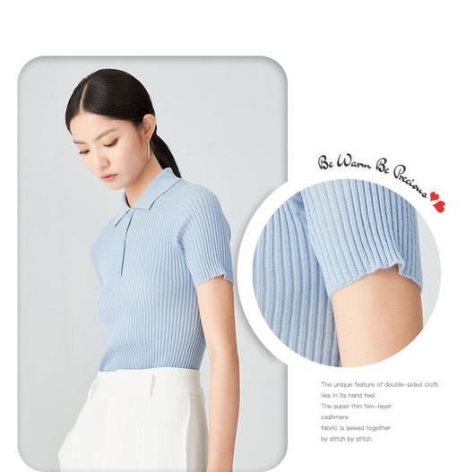 【帕罗】B3F | 100%山羊绒立领短袖针织衫 商品图6