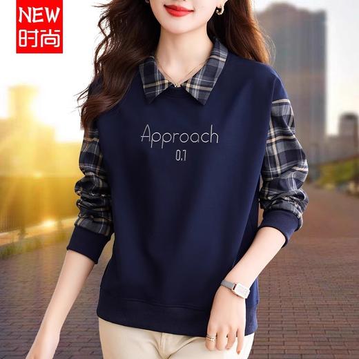 雀说假两件绣花卫衣百搭显瘦休闲宽松打底衫上衣AL8908 商品图1