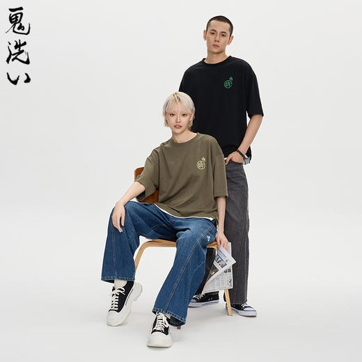 ONIARAI/鬼洗25秋新棒系列滑板招财猫假两件烧花短T男女 N840278 商品图2