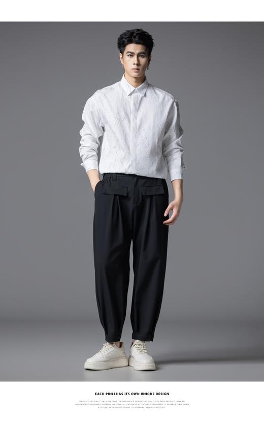 PINLI品立2025秋季新款男士肌理感长袖衬衫潮牌宽松休闲打底衬衣GD253113040 商品图9