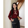 鹿向南「玫红陷阱」复古酒红色polo领衬衫女秋季气质小众长袖上衣 商品缩略图2