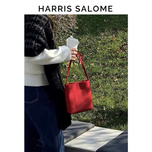 （小眠专属）Harris Salome复古羊猄皮单肩水桶包 商品图8