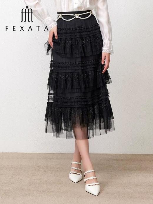 3楼FEXATA服饰(新百)     浪漫优雅黑纱蛋糕半身裙 商品图0