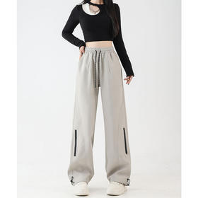 春秋新款美式工装裤女设计感宽松直筒裤冲锋登山两穿阔腿裤子