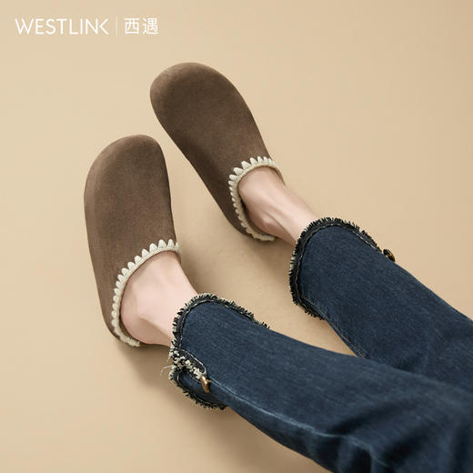 西遇厚底勃肯鞋女新款秋季复古波西米亚黄色一脚蹬包头半拖鞋V1656981 商品图1