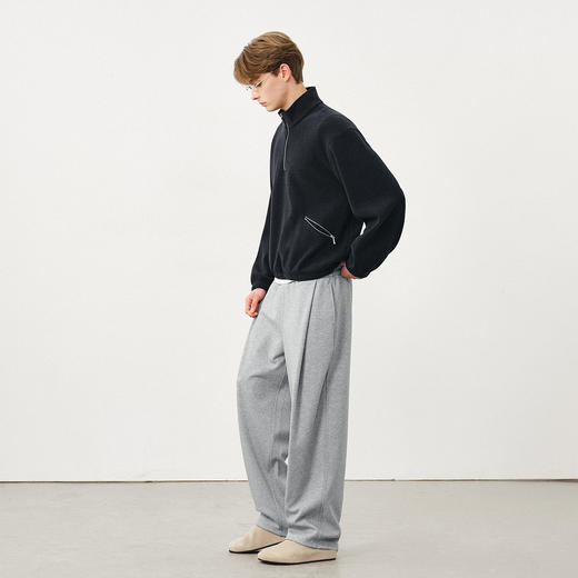 714street潮流百搭男士裤子2025秋季新款直筒裤宽松打褶毛圈卫裤 商品图1