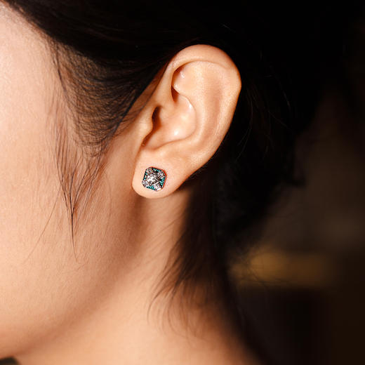 ［东方爱意系列］18K金钻石珐琅耳饰#守 商品图3