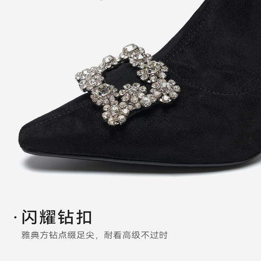 星期六摩登尖头绒面钻扣时装靴SSD4116575 商品图13