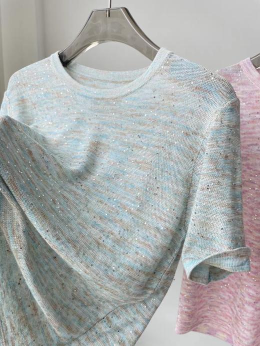 春秋新品康宝莱珠片纱亚麻棉镂空亮片上衣 商品图12