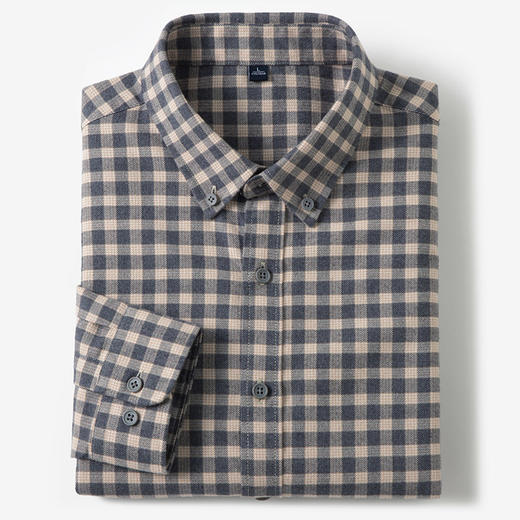 【全棉】罗蒙秋冬长袖格子衬衫厚款保暖时尚日常百搭休闲男士长袖衬衣 商品图5