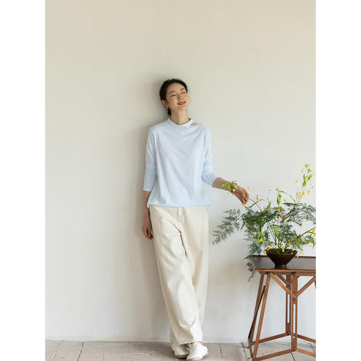 牧衣游原创 手工刺绣32支纯棉T恤舒适柔软亲肤内搭休闲长袖 枳禾 商品图3