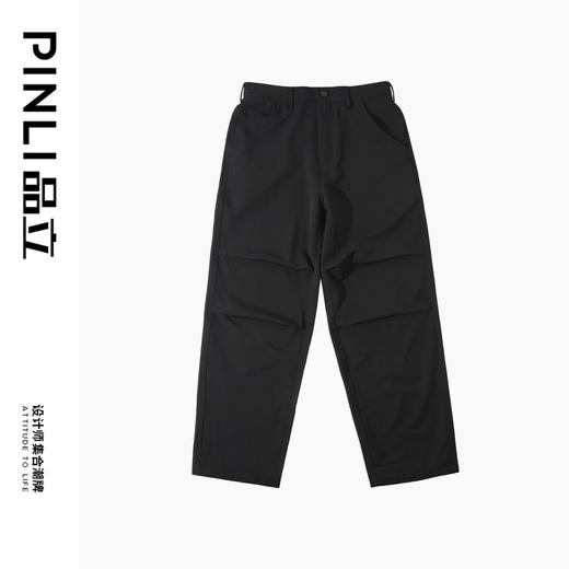 PINLI品立2025秋季新款男士褶皱设计感休闲长裤潮牌直筒伞兵裤子GD253117074 商品图4