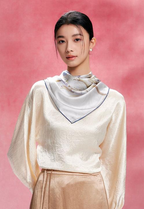 喜得宝重磅印花素绉缎大方巾86cm*86cm百搭丝绸礼品方巾 商品图13