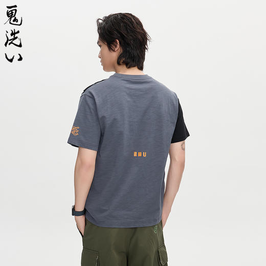 ONIARAI/鬼洗25秋新品棒系列趣味太空金鱼异色拼接短袖T N840281 商品图2