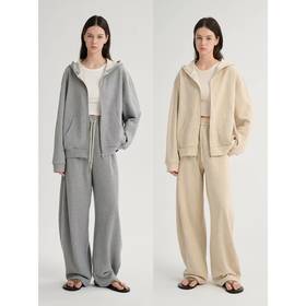 MAISON CECILE 四色/春秋亚麻宽松连帽卫衣外套/松紧腰抽绳长裤