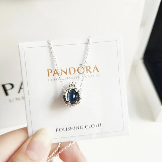 D082535时尚百搭银蓝色水晶闪耀皇冠项链925银 商品图5