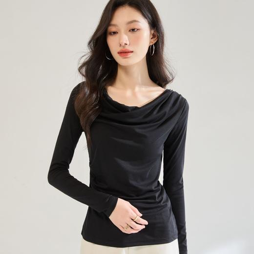 「高货sh」全新升级【铂金会员146/天猫199/差价53】(45538)洛诗琳新款一字领长袖针织2025秋季气质小个子打底衫上衣 商品图2