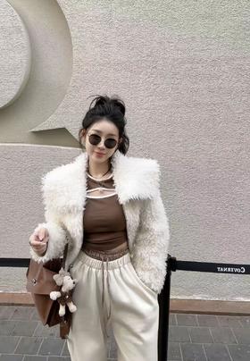 【孤品捡漏】100%羊毛，真羊毛，可检测，翻领短款长毛秋冬外套-喜出