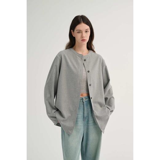 MAISON CECILE 复古羊毛软糯亲肤休闲通勤圆领随性风衬衫 商品图0