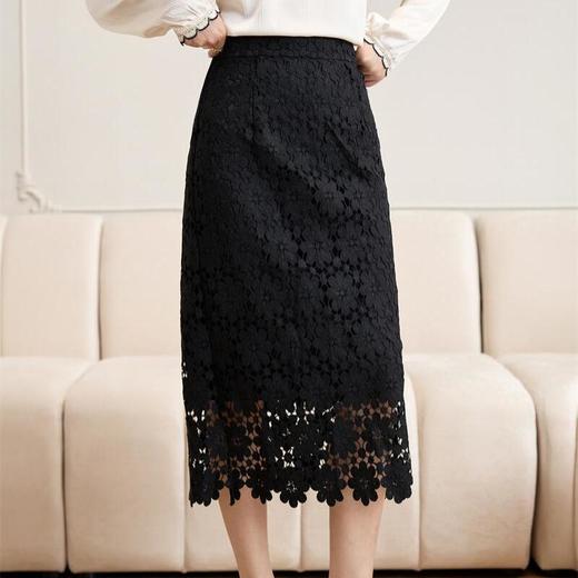 「自」全新升级【铂金会员183/天猫249/差价66】(53615)洛诗琳气质剪花工艺镂空蕾丝2025秋季半身裙新款高腰包臀裙 商品图3