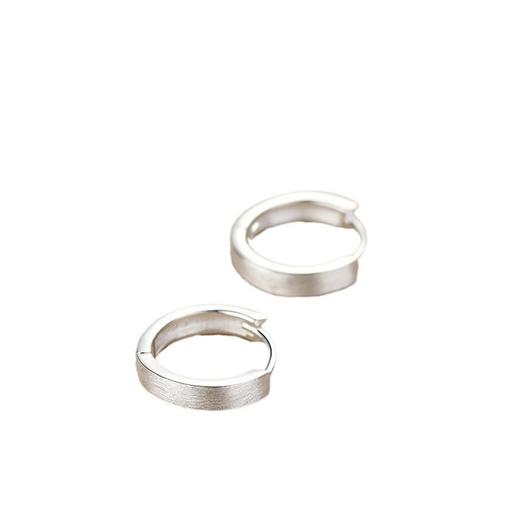 丁摩 素圈足银999纯银耳扣拉丝圆形耳环几何耳圈养耳洞耳饰品5ZF-90130 商品图4