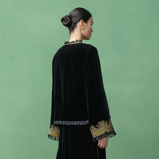 【林栖设计小店】（现货）凤衔灵芝外套真丝丝绒绣花新中式2025秋冬新款上衣女1954020 商品图6