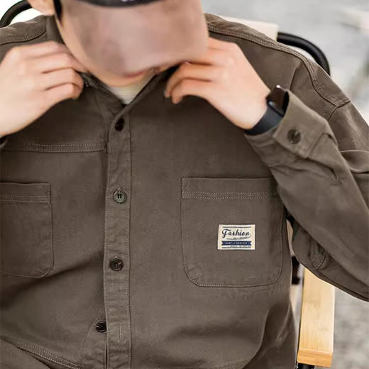 【炭磨粗斜棉 硬朗有型 经典不过时】休闲工装衬衫外套 商品图2