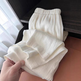 丁摩 白色薄款垂坠感棉麻阔腿裤女夏季韩系显瘦亚麻直筒裤子潮5ZF-9300