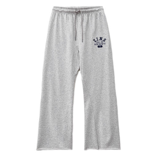 马登2025新款白花灰色高腰直筒阔腿卷边抽绳运动休闲卫裤女士秋季 商品图4