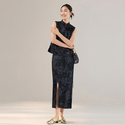 【林栖设计小店】印花马甲半身裙国风2025秋季新款新中式上衣裙子女套装上衣G1953353半裙G1953354 商品图2