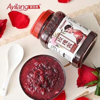 阿依郎 玫瑰花酱1kg（甜品冲饮厨房调味料 蜂蜜果酱冰粉烘焙馅料配料） 商品图0