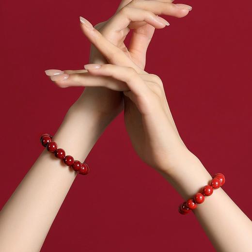 素圈朱砂手串 颗颗饱满 高含量紫金砂 手感细腻光滑 寓意美好 时尚百搭 商品图2