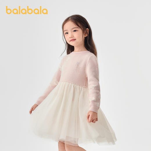 巴拉巴拉童装儿童连衣裙女童秋冬装网纱裙子针织小童宝宝洋气甜美 商品图1