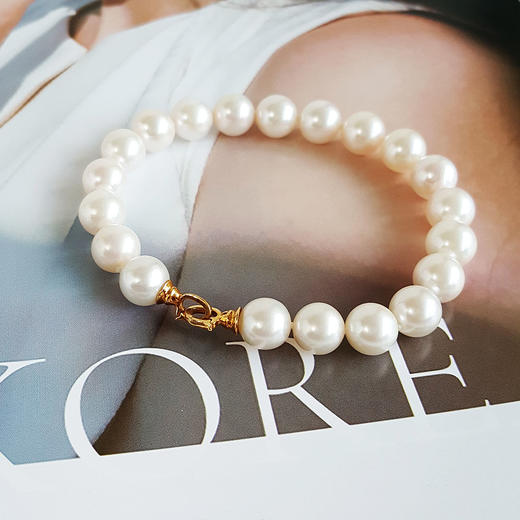 【天然正品】AU750黄金镶天然近完美AKOYA约8.5-9MM海水珍珠手链8.5-9MM链长：20CM女性现售价：4280！210825NJM12 商品图4