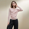 西遇绝美落樱粉不规则扭结长袖T恤女秋季修身气质内搭打底衫V2751158 商品缩略图2