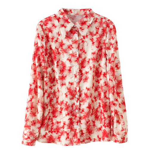 丁摩 19姆米重磅真丝衬衫女长袖印花气质高端桑蚕丝上衣3618 商品图4