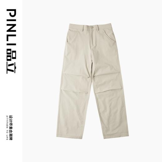 PINLI品立2025秋季新款男士褶皱设计感休闲长裤潮牌直筒伞兵裤子GD253117074 商品图6