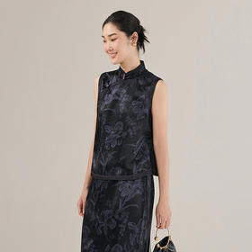 【林栖设计小店】印花马甲半身裙国风2025秋季新款新中式上衣裙子女套装上衣G1953353半裙G1953354