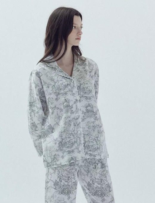 送眼罩！品牌尾单 水墨印花系列手绘艺术感家居服套装 全棉长袖+长裤+眼罩三件套 商品图2