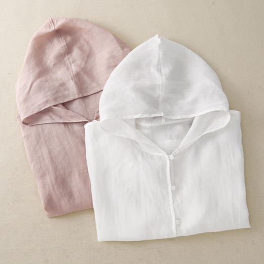 雀说轻薄棉麻刺绣防晒衣短外套女夏季纯色百搭长袖空调衫拉链连帽上衣AL8298 商品图1