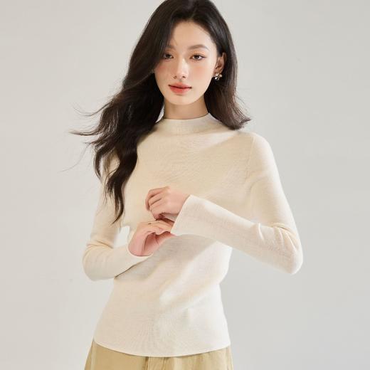 「高货sh」全新升级【铂金会员257/天猫339/差价82】(55521)洛诗琳新款无缝全羊毛针织衫2025秋季半高领修身打底上衣 商品图1