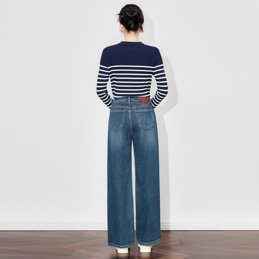 休闲高腰阔腿裤四面弹，洗水天丝牛仔经典牛仔裤WLZD-2511302 商品图1