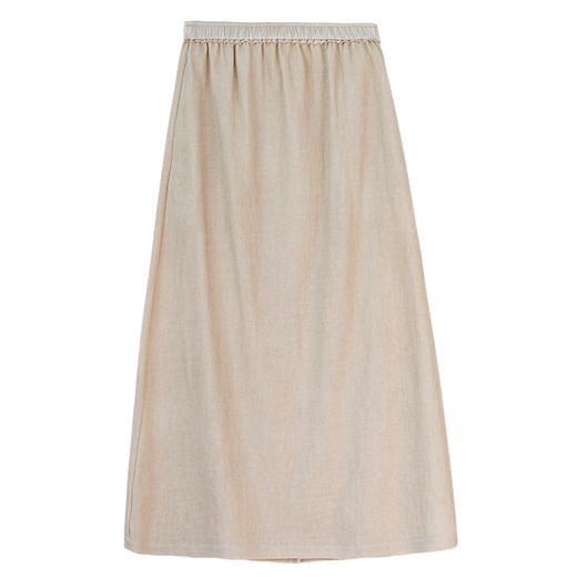 牧衣游原创 炒色棉麻净色半裙松紧腰百搭宽松休闲直筒半身裙 流芳 商品图4