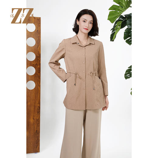 佐尔美经典简约抽绳收腰中长款风衣上衣女M51FD07 商品图0