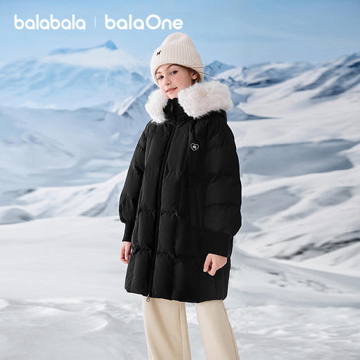 巴拉巴拉balaOne儿童羽绒服女童户外加厚保暖冬中长款上衣2025新 商品图0